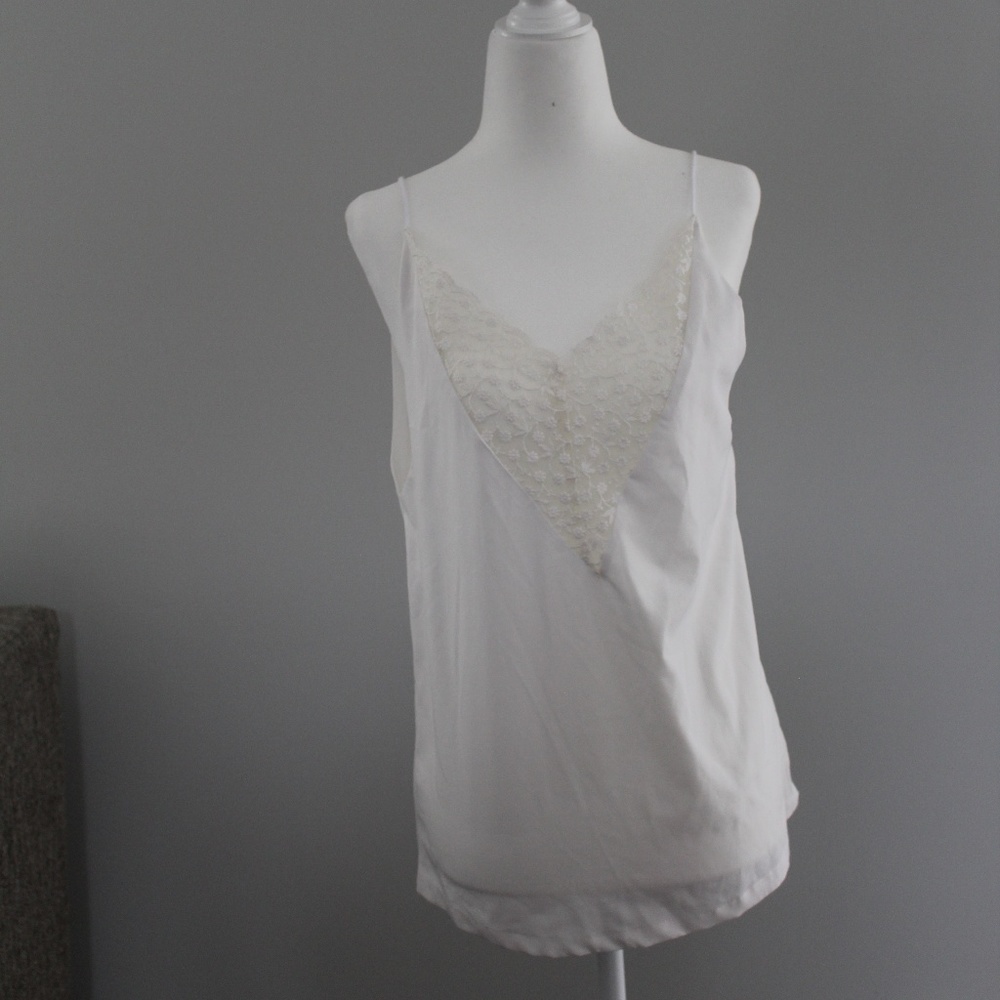 White Camisole Blouse with Embroidered Detail (S)